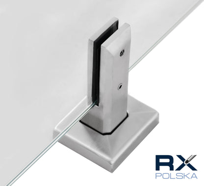SPIGOT 50x50 mm H=182 mm Glas 12–17,52 mm AISI 304 satiniert