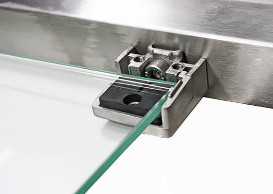Glas Klemme 45x45 mm für Flach, AISI 304, SATIN